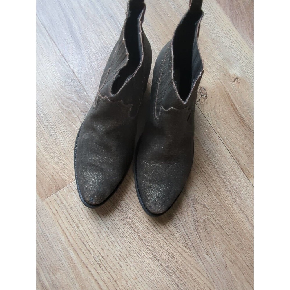Golden Goose Crosby Western Chelsea Boots Womens 38 Gold Mettalic - Picture 3 of 16
